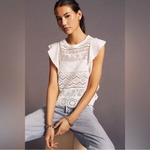 By Anthropologie Sustainable
Embroidered Eyelet Lace top size small